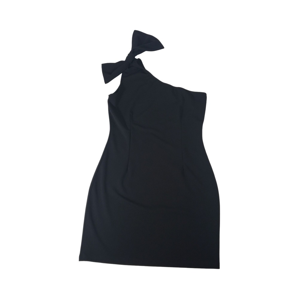 PRETTYGARDEN Black One Shoulder Bow Mini Cocktail Dress L 7129